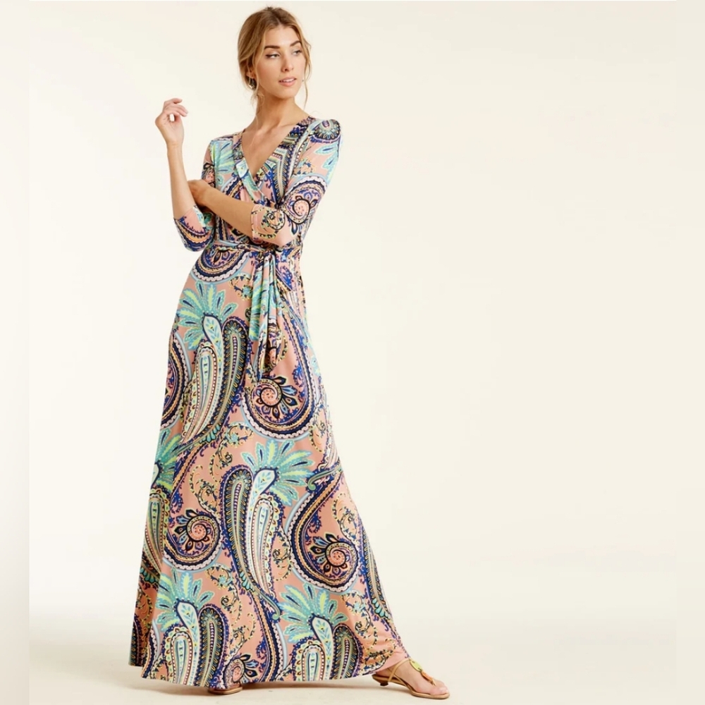 Love, kuza, Paisley Maxi dress, color pale pink